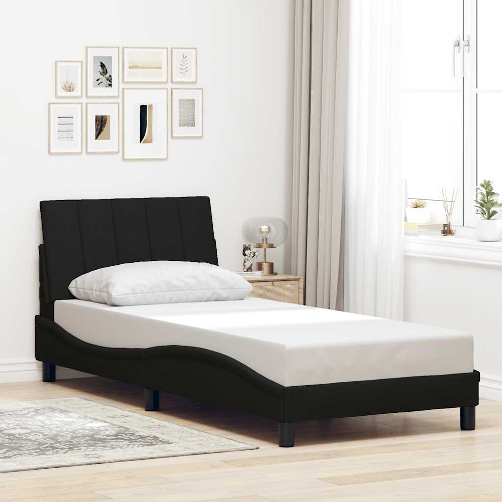 Cadre de lit sans matelas Hanko noir 90x190 cm tissu - XIOS