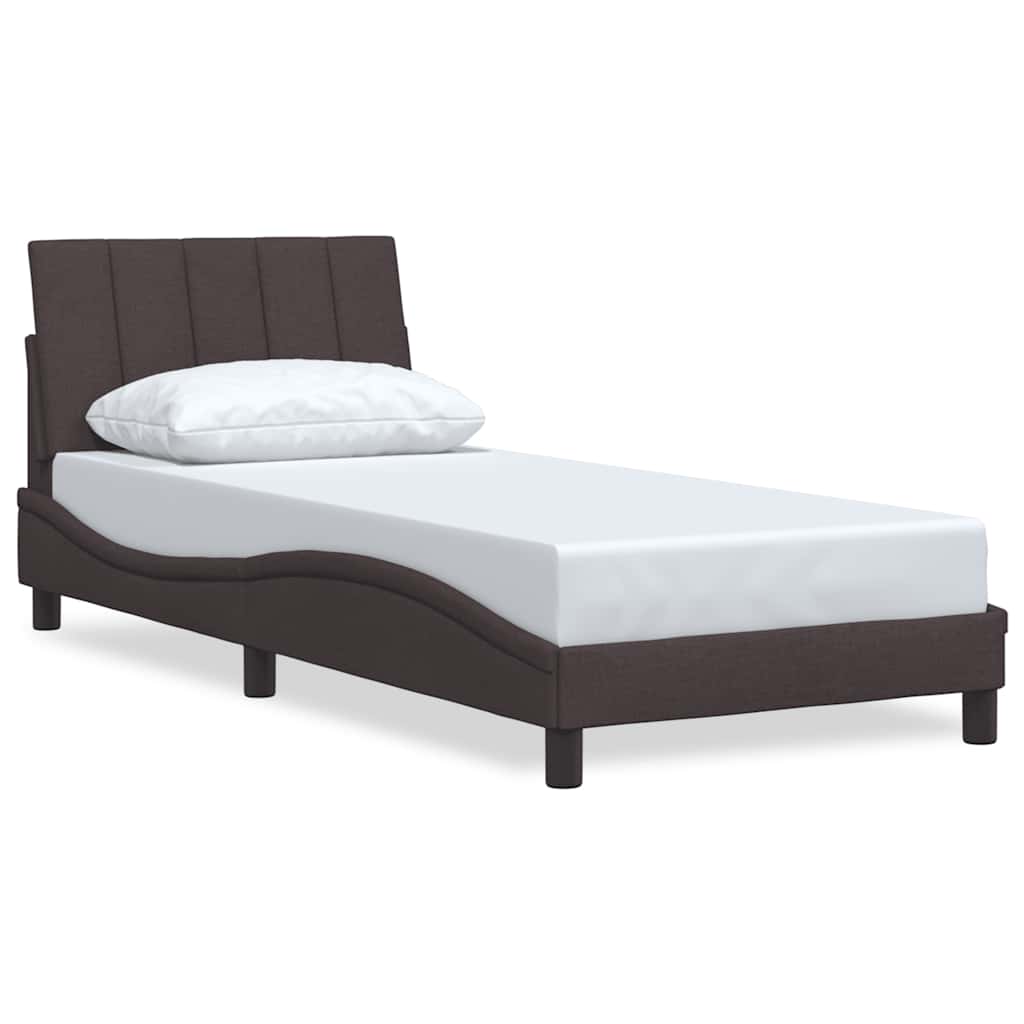 Cadre de lit sans matelas Hanko marron foncé 90x190 cm tissu - XIOS