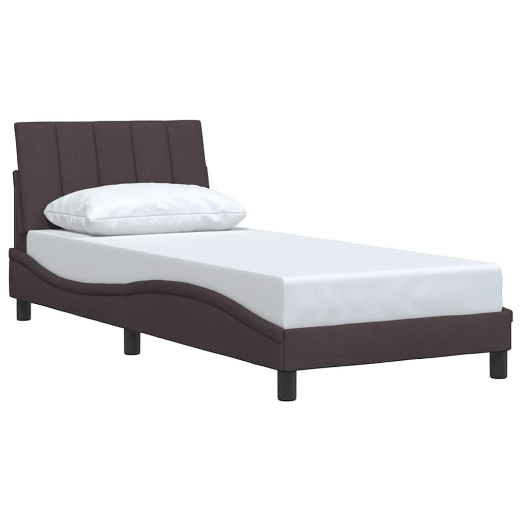 Cadre de lit sans matelas Hanko marron foncé 90x190 cm tissu - XIOS