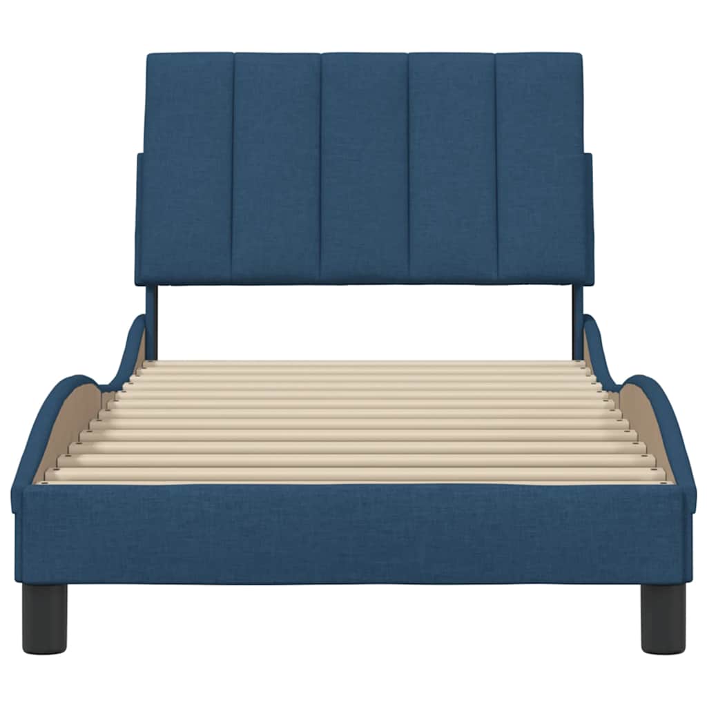 Cadre de lit sans matelas Hanko bleu 90x190 cm tissu - XIOS