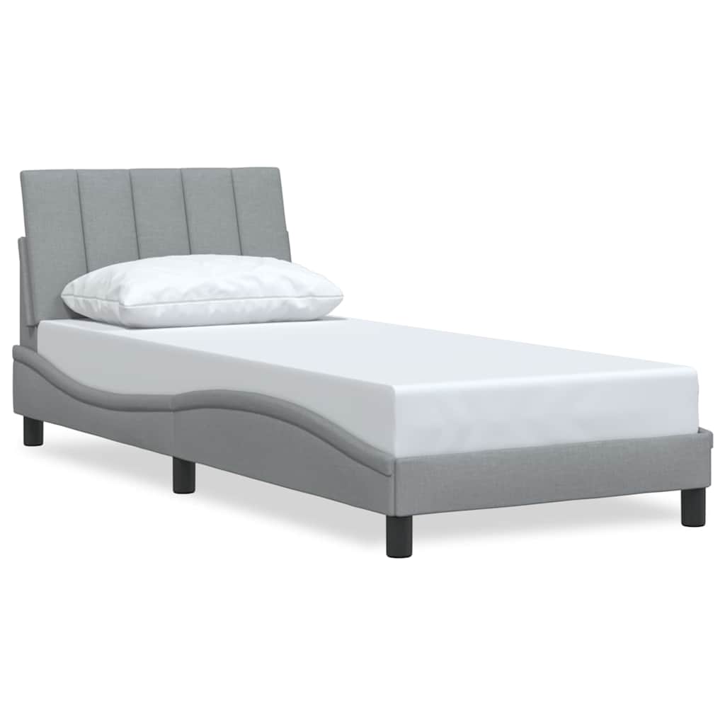 Cadre de lit sans matelas gris clair 90x200 cm tissu - XIOS