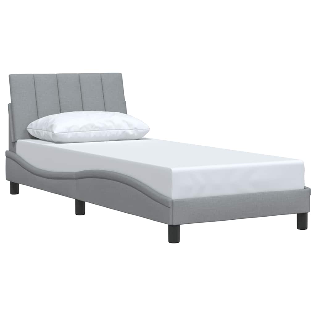 Cadre de lit sans matelas gris clair 90x200 cm tissu - XIOS