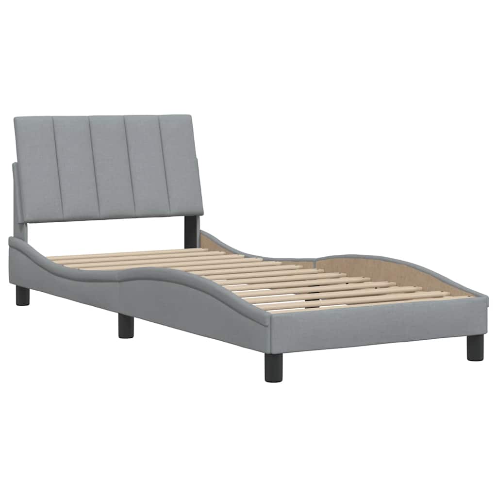 Cadre de lit sans matelas gris clair 90x200 cm tissu - XIOS
