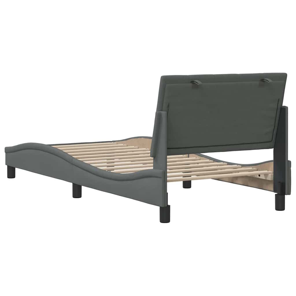 Cadre de lit sans matelas gris foncé 90x200 cm tissu - XIOS