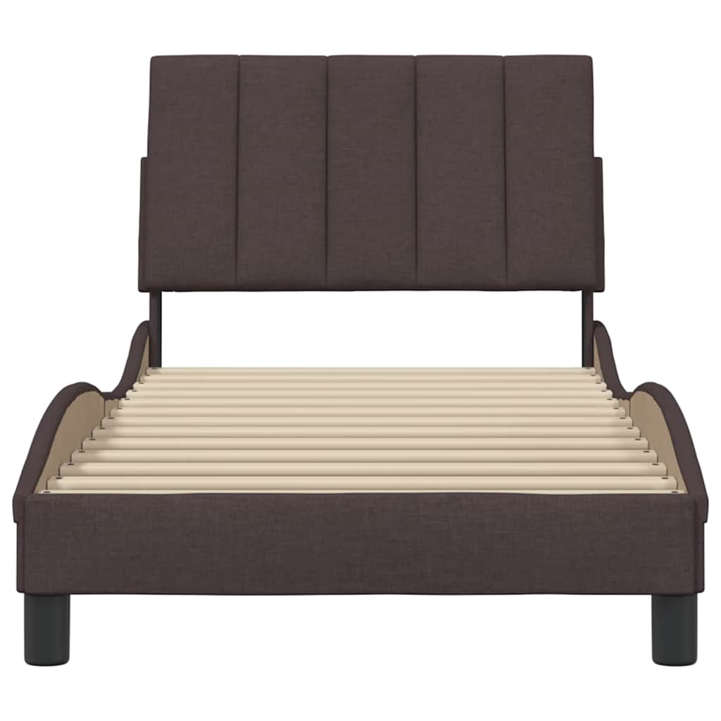 Cadre de lit sans matelas marron foncé 90x200 cm tissu - XIOS