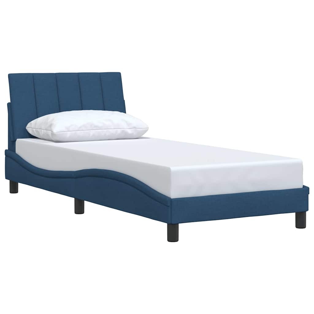 Cadre de lit sans matelas Hanko bleu 90x200 cm tissu - XIOS