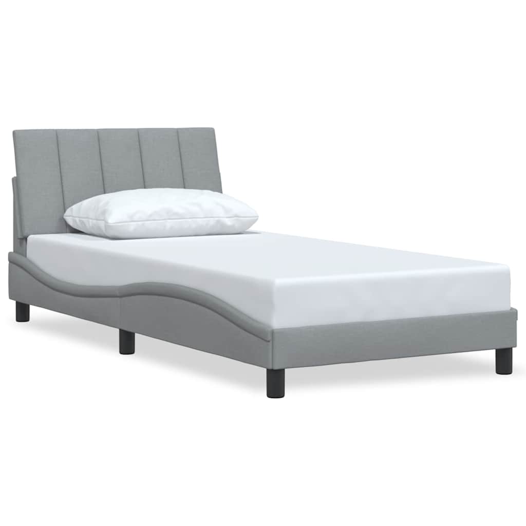 Cadre de lit sans matelas Hanko gris clair 100x200 cm tissu - XIOS