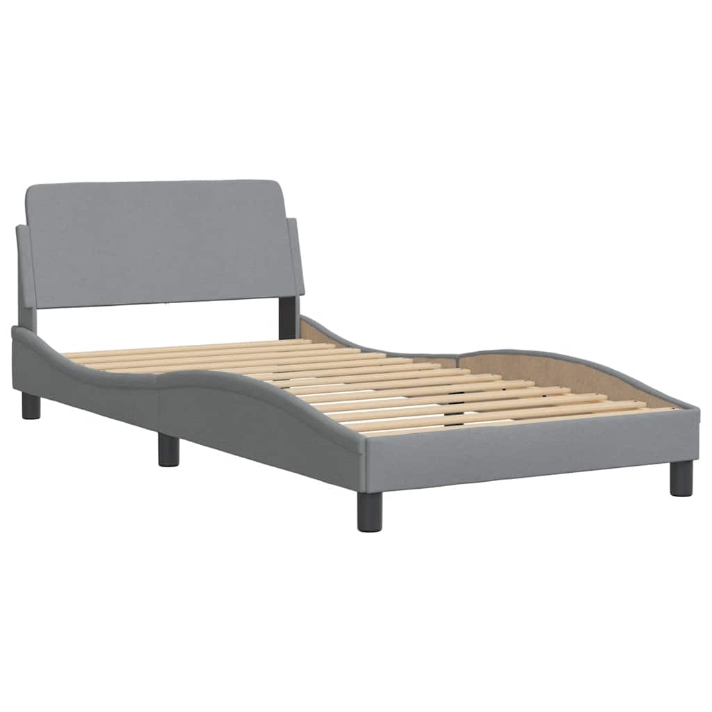 Cadre de lit sans matelas Hanko gris clair 100x200 cm tissu - XIOS