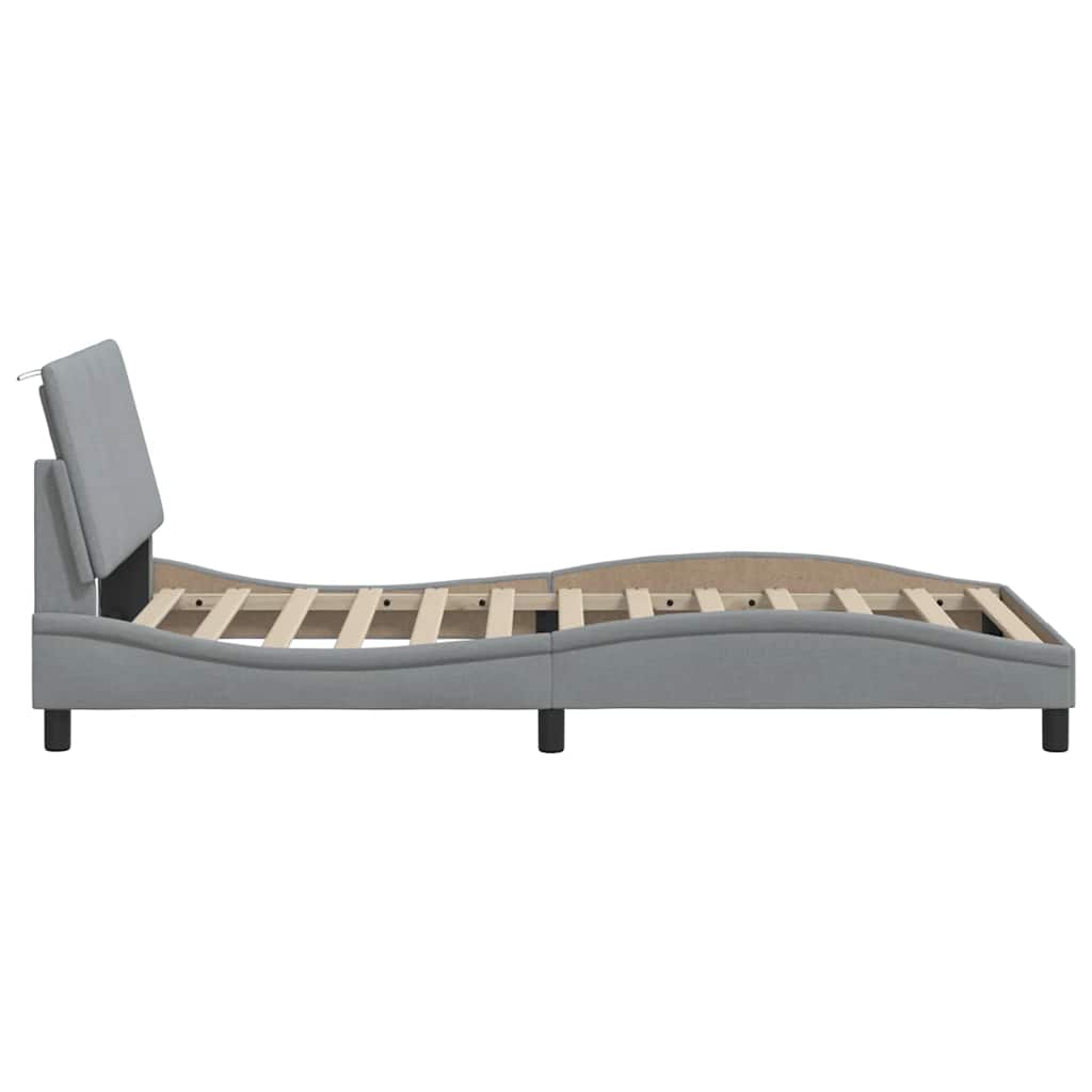 Cadre de lit sans matelas Hanko gris clair 100x200 cm tissu - XIOS