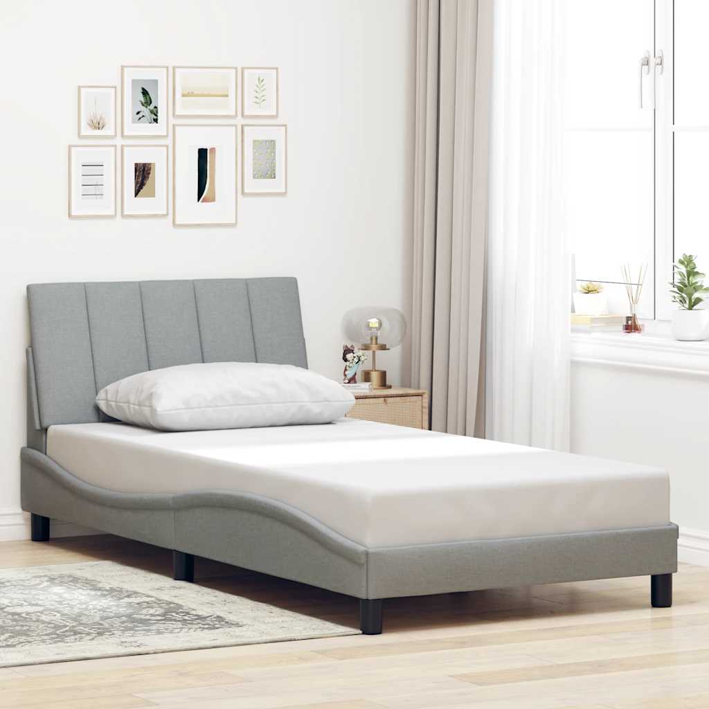 Cadre de lit sans matelas Hanko gris clair 100x200 cm tissu - XIOS