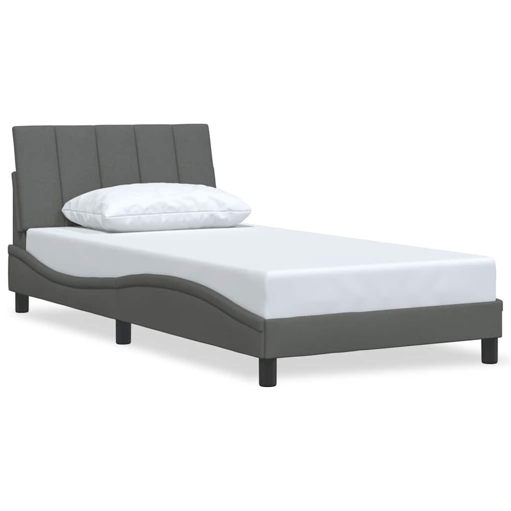 Cadre de lit sans matelas gris foncé 100x200 cm tissu - XIOS