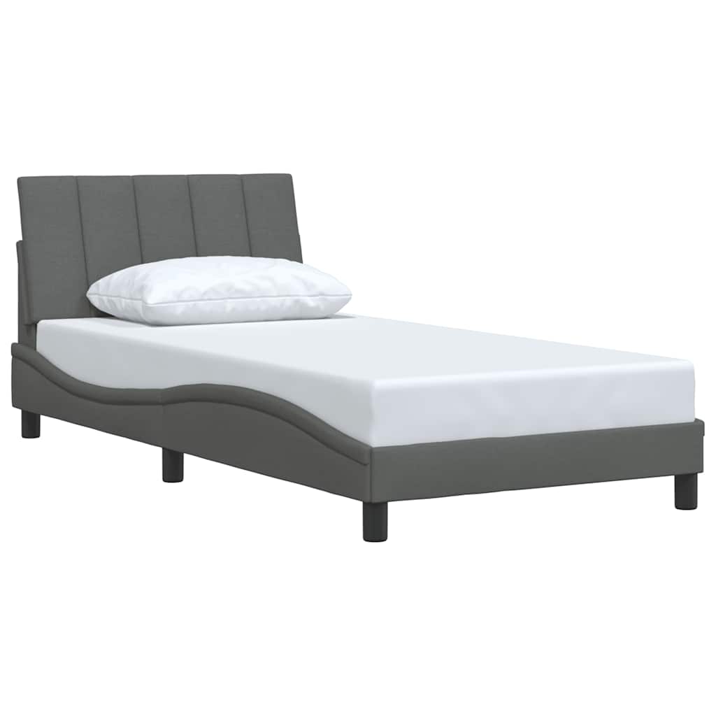 Cadre de lit sans matelas gris foncé 100x200 cm tissu - XIOS