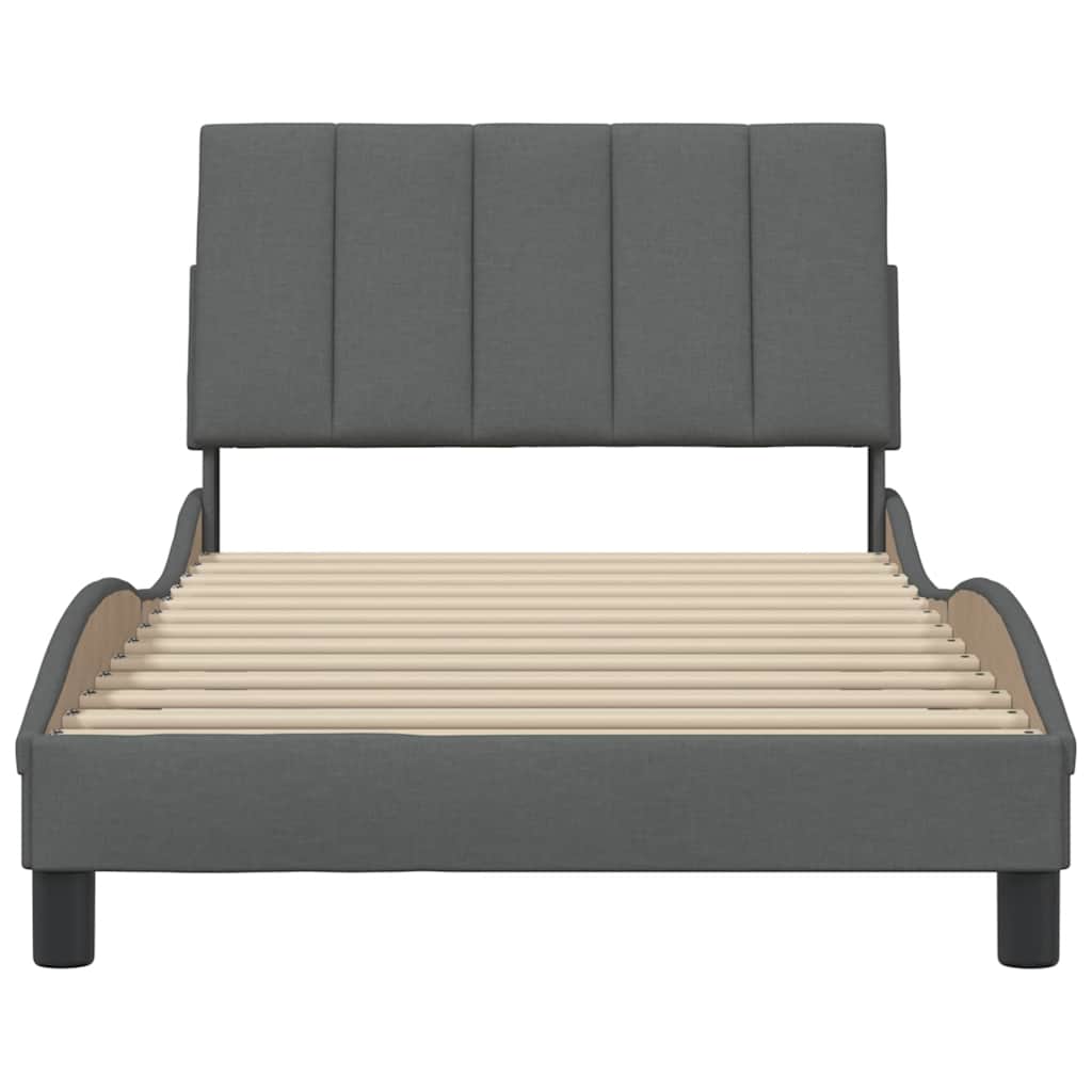 Cadre de lit sans matelas gris foncé 100x200 cm tissu - XIOS