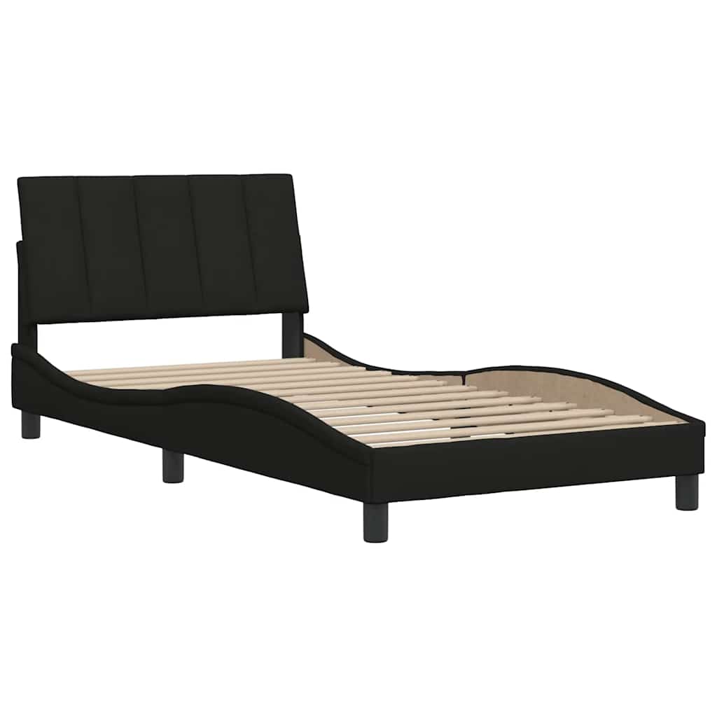 Cadre de lit sans matelas Hanko noir 100x200 cm tissu - XIOS