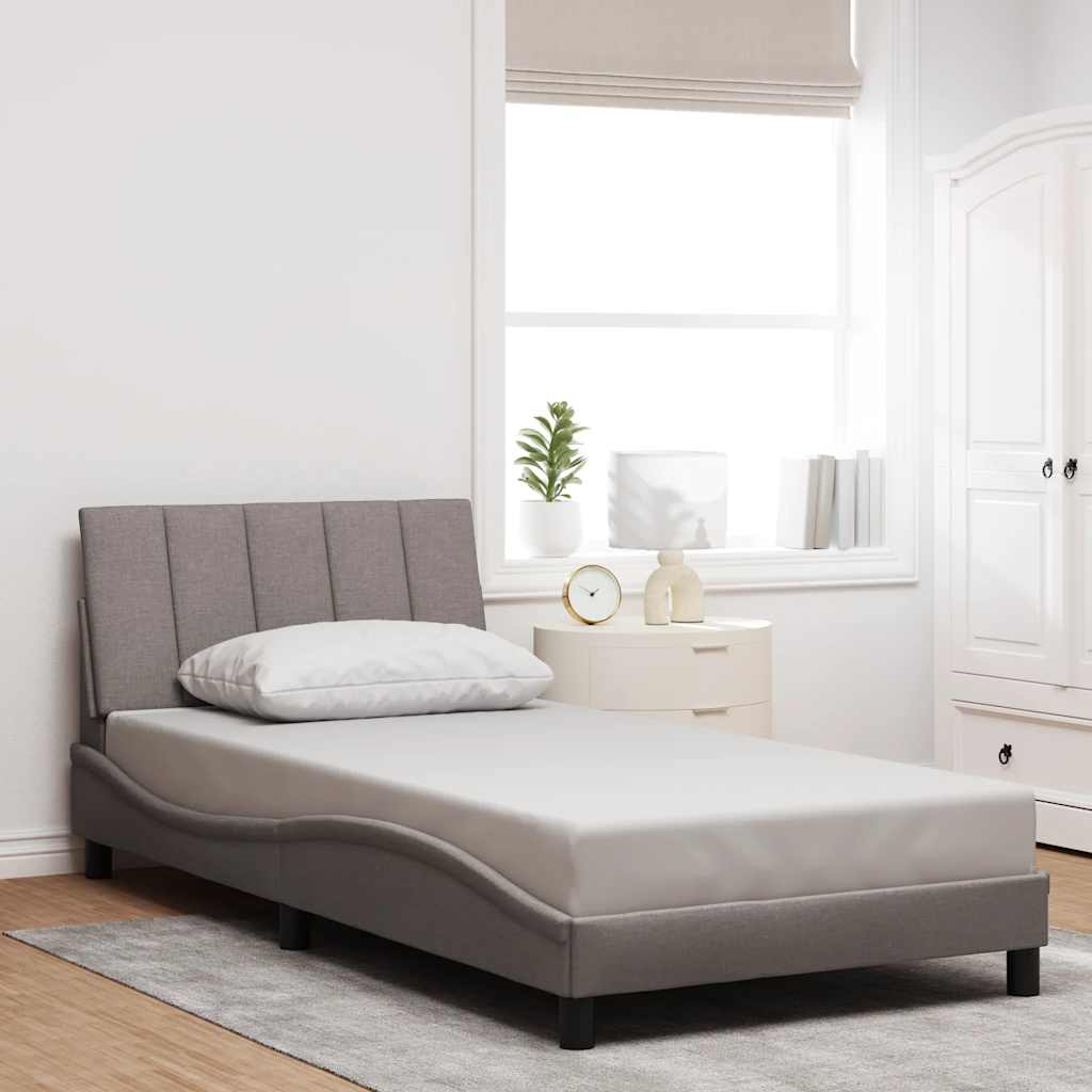 Cadre de lit sans matelas Hanko taupe 100x200 cm tissu