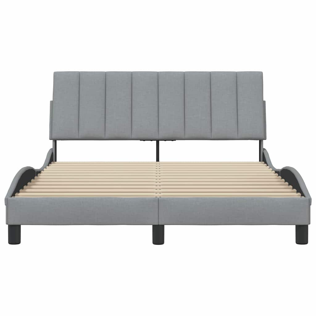 Cadre de lit sans matelas gris clair 140x190 cm tissu - XIOS