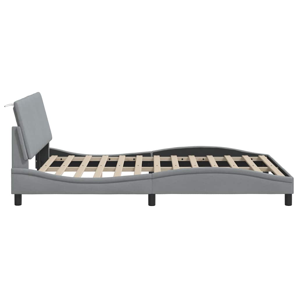 Cadre de lit sans matelas gris clair 140x190 cm tissu - XIOS