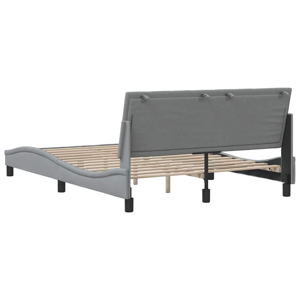 Cadre de lit sans matelas gris clair 140x190 cm tissu - XIOS