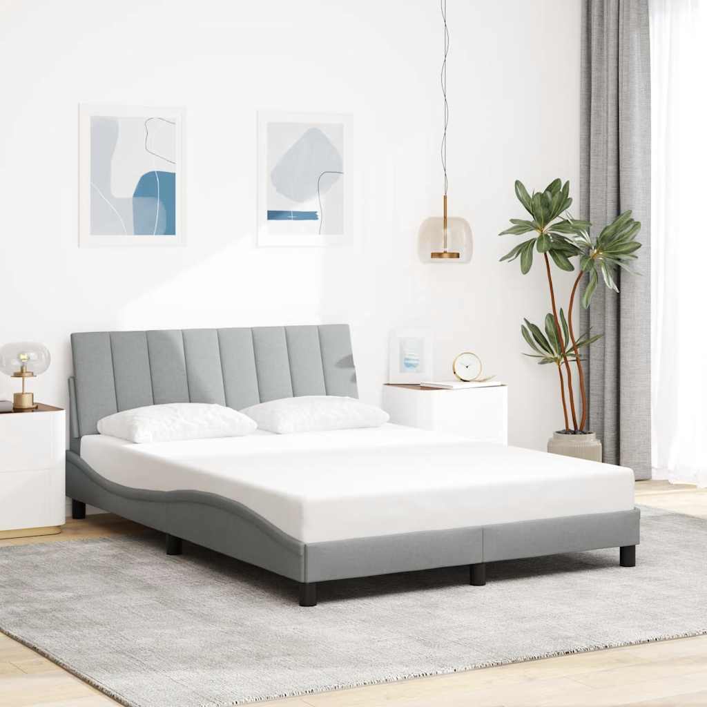 Cadre de lit sans matelas gris clair 140x190 cm tissu - XIOS
