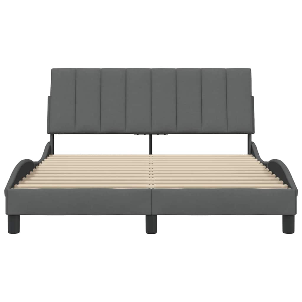 Cadre de lit sans matelas gris foncé 140x190 cm tissu - XIOS