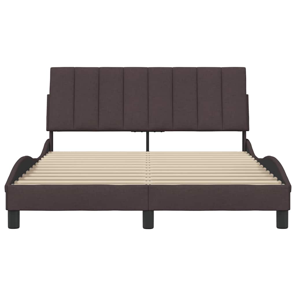 Cadre de lit sans matelas Hanko marron foncé 140x190 cm tissu - XIOS
