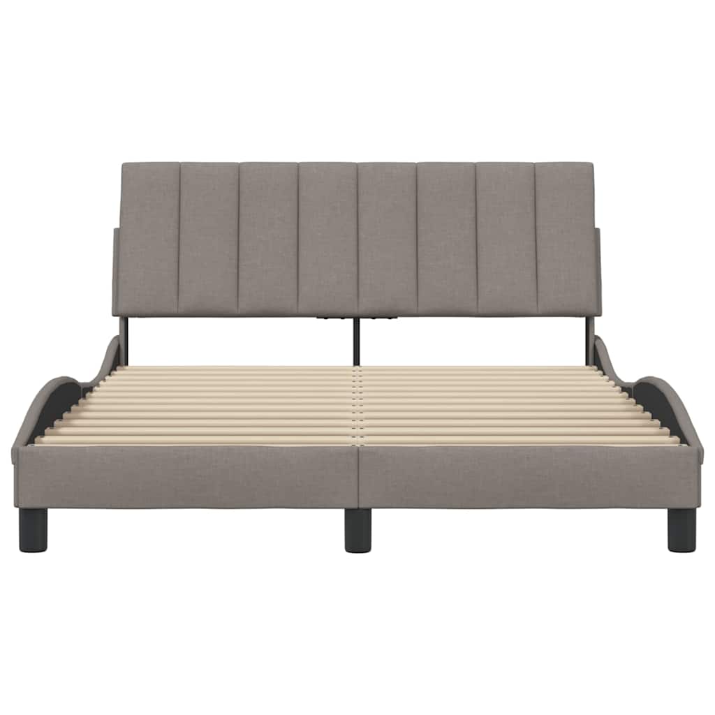 Cadre de lit sans matelas Hanko taupe 140x190 cm tissu