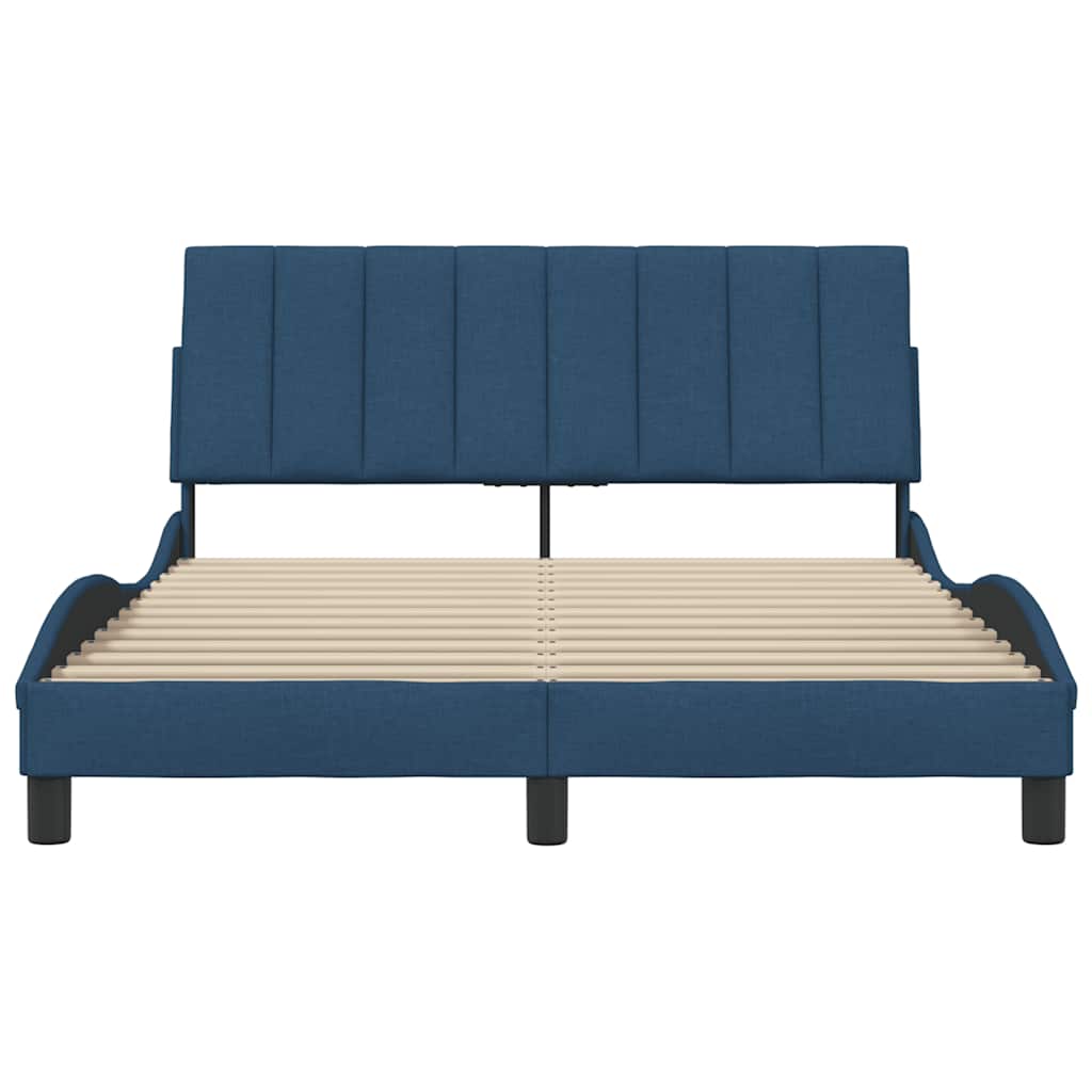 Cadre de lit sans matelas Hanko bleu 140x190 cm tissu - XIOS