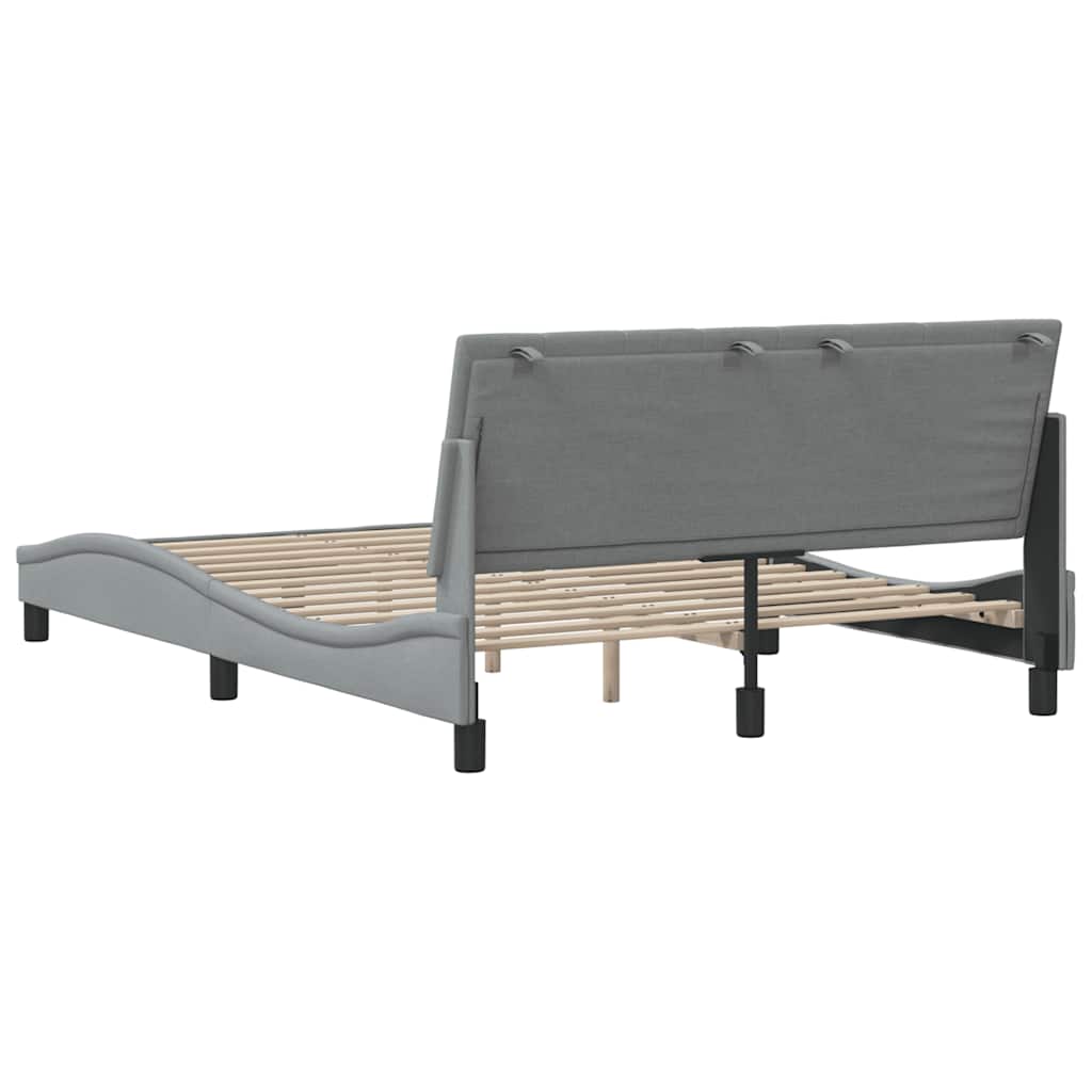 Cadre de lit sans matelas gris clair 140x200 cm tissu - XIOS