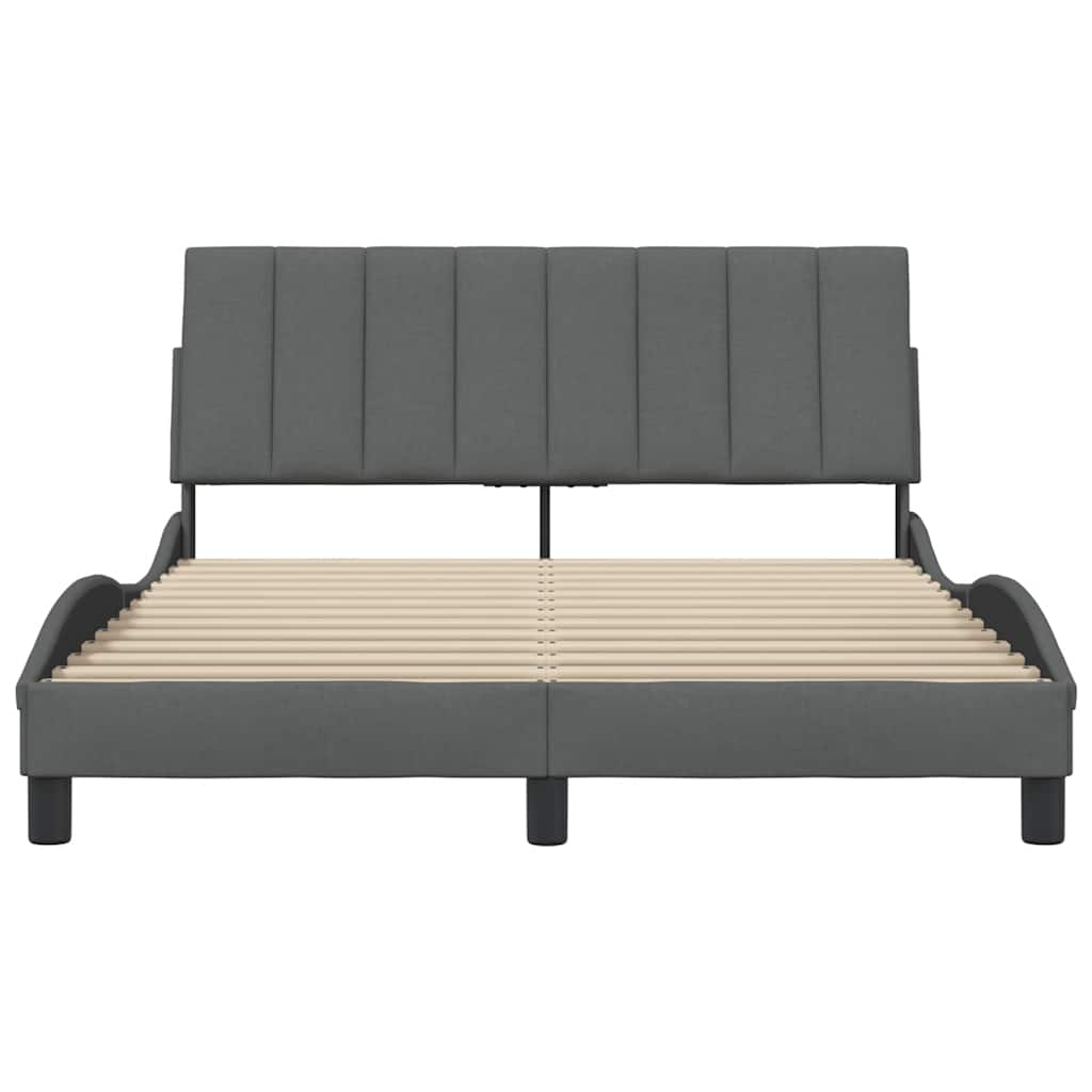 Cadre de lit sans matelas gris foncé 140x200 cm tissu - XIOS