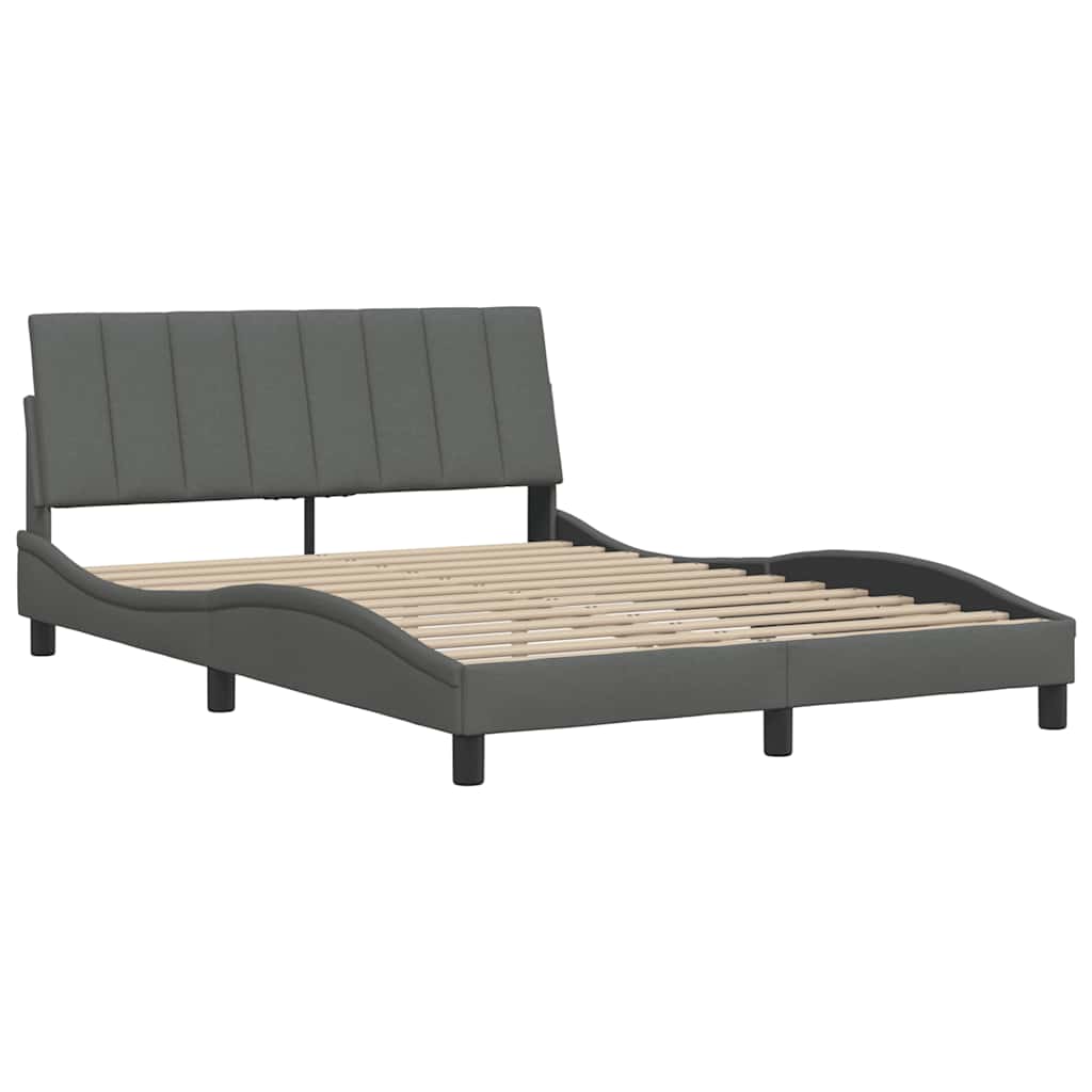 Cadre de lit sans matelas gris foncé 140x200 cm tissu - XIOS
