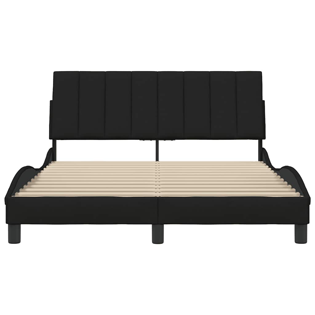 Cadre de lit sans matelas noir 140x200 cm tissu - XIOS
