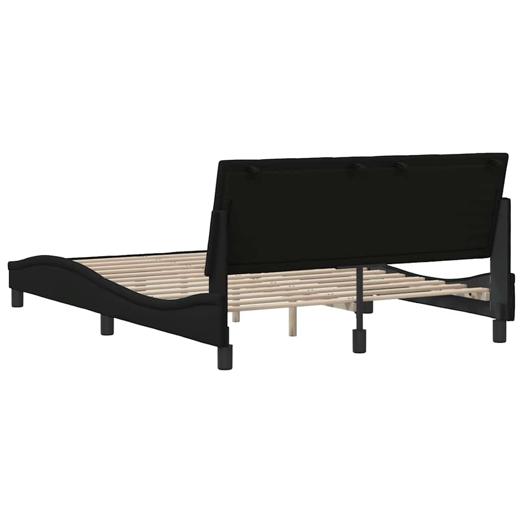 Cadre de lit sans matelas noir 140x200 cm tissu - XIOS