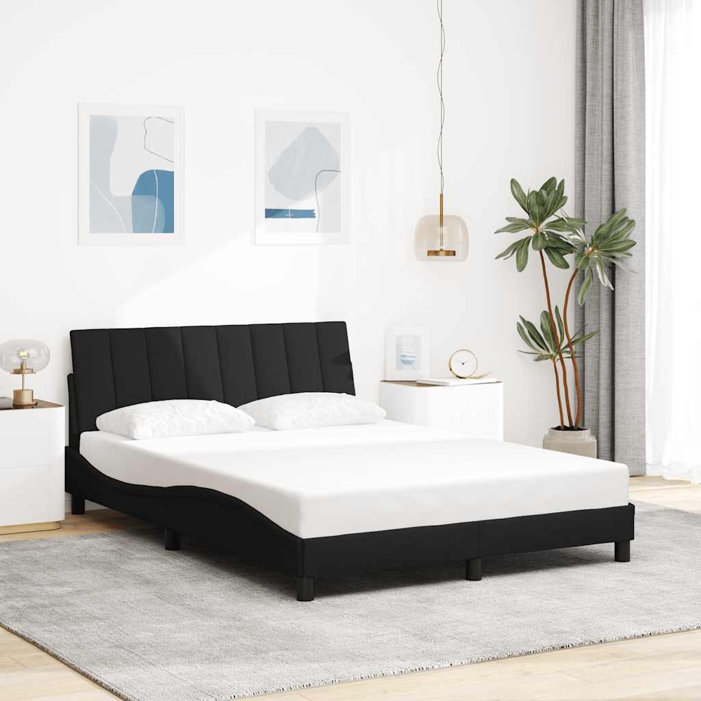 Cadre de lit sans matelas noir 140x200 cm tissu - XIOS