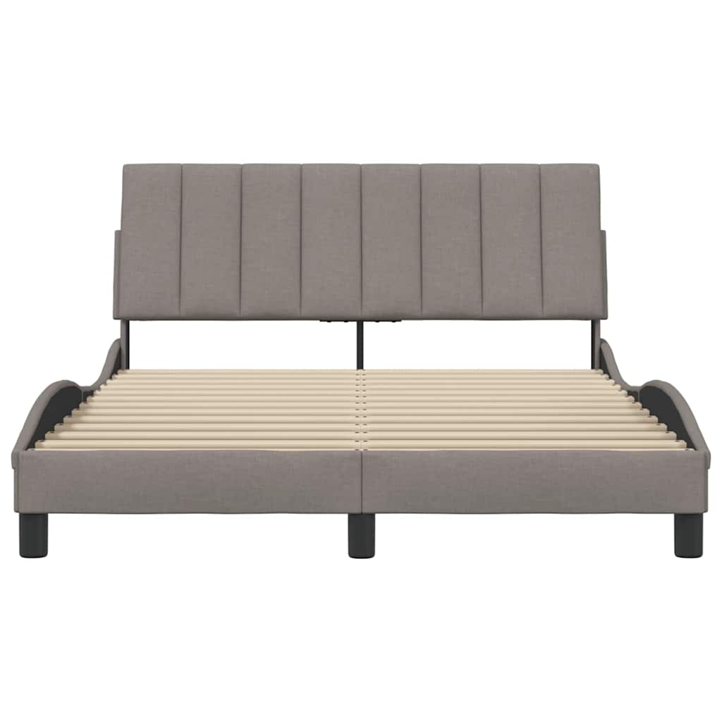 Cadre de lit sans matelas Hanko taupe 140x200 cm tissu