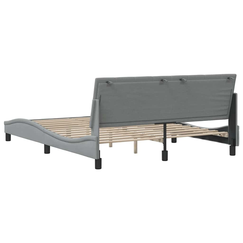 Cadre de lit sans matelas gris clair 160x200 cm tissu - XIOS