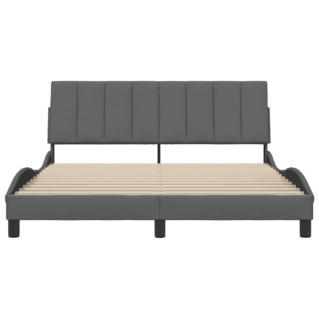 Cadre de lit sans matelas gris foncé 160x200 cm tissu - XIOS