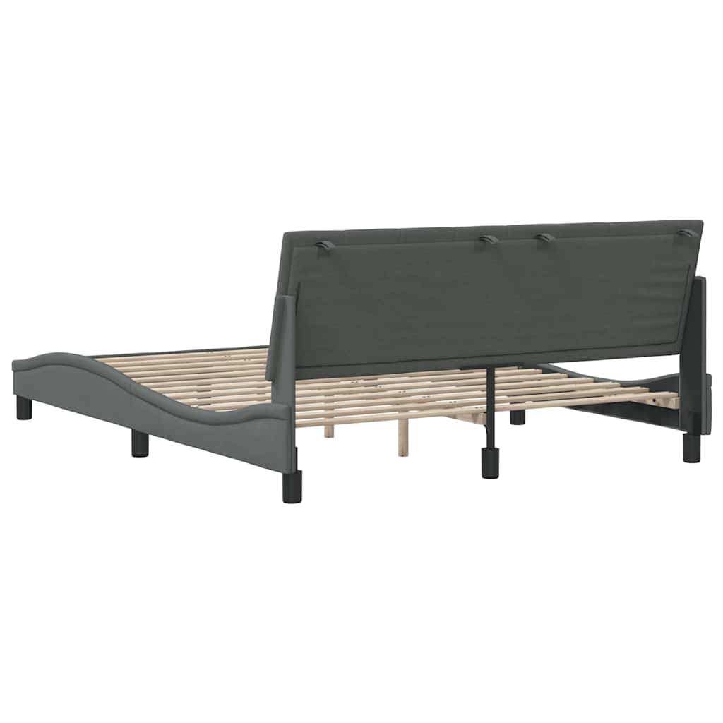 Cadre de lit sans matelas gris foncé 160x200 cm tissu - XIOS