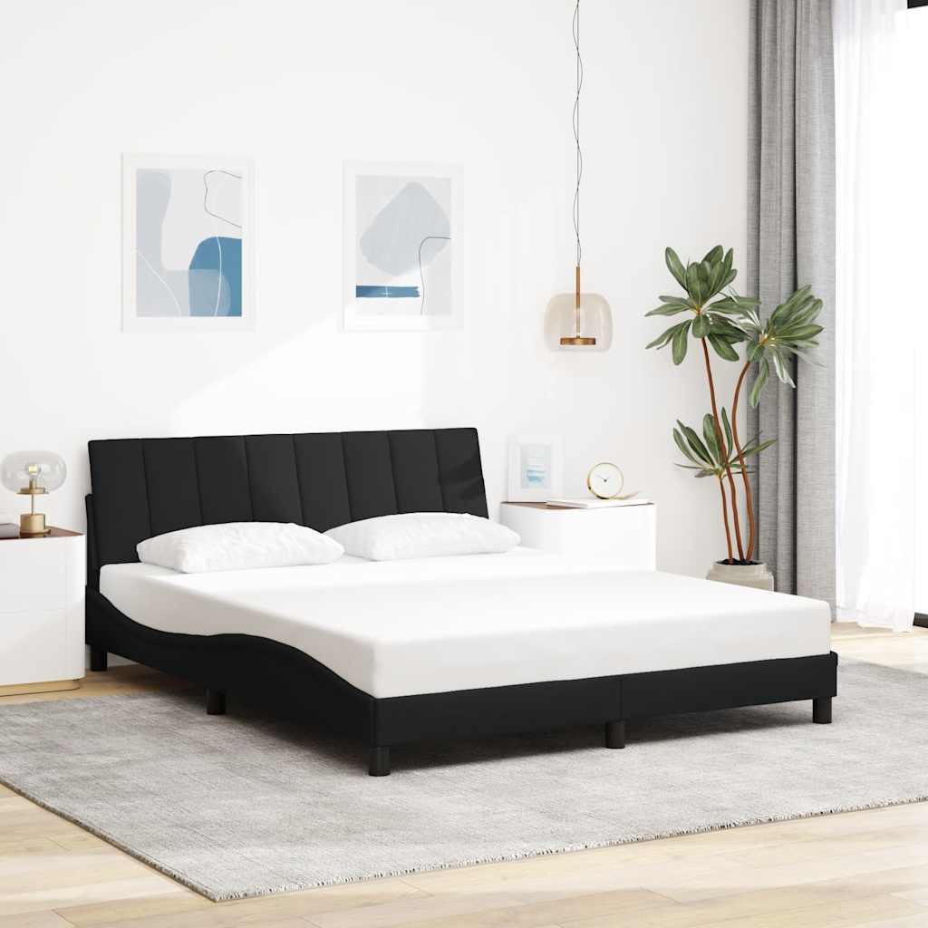 Cadre de lit sans matelas noir 160x200 cm tissu - XIOS
