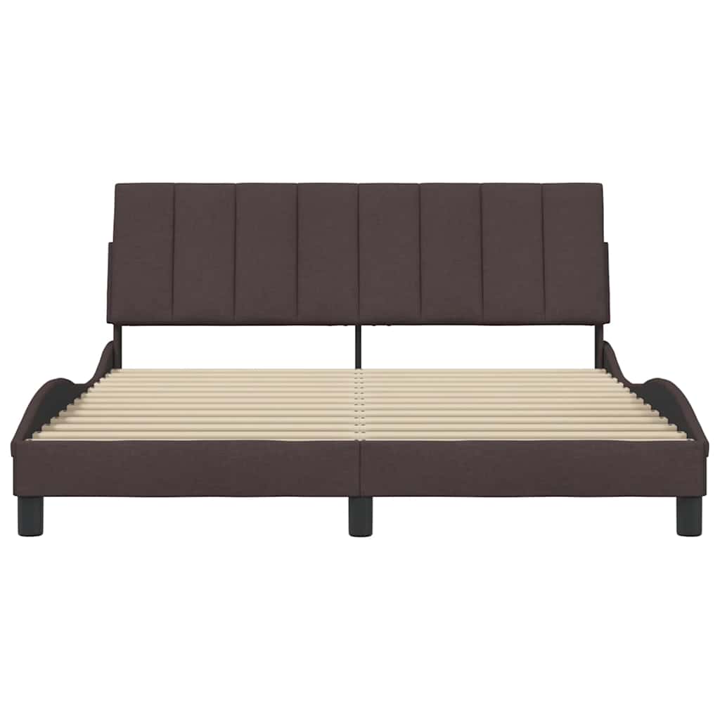 Cadre de lit sans matelas Hanko marron foncé 160x200 cm tissu - XIOS