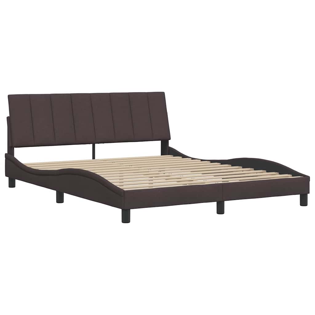 Cadre de lit sans matelas Hanko marron foncé 160x200 cm tissu - XIOS