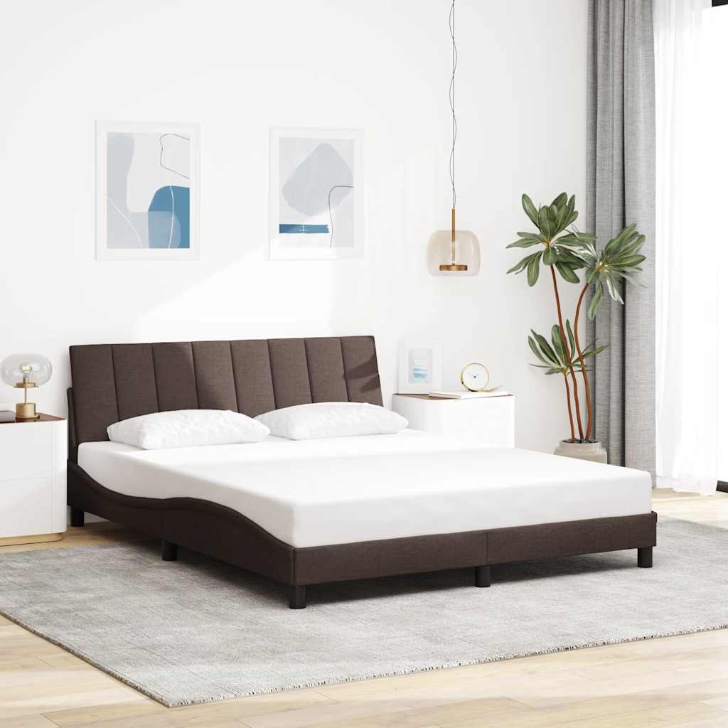 Cadre de lit sans matelas Hanko marron foncé 160x200 cm tissu - XIOS