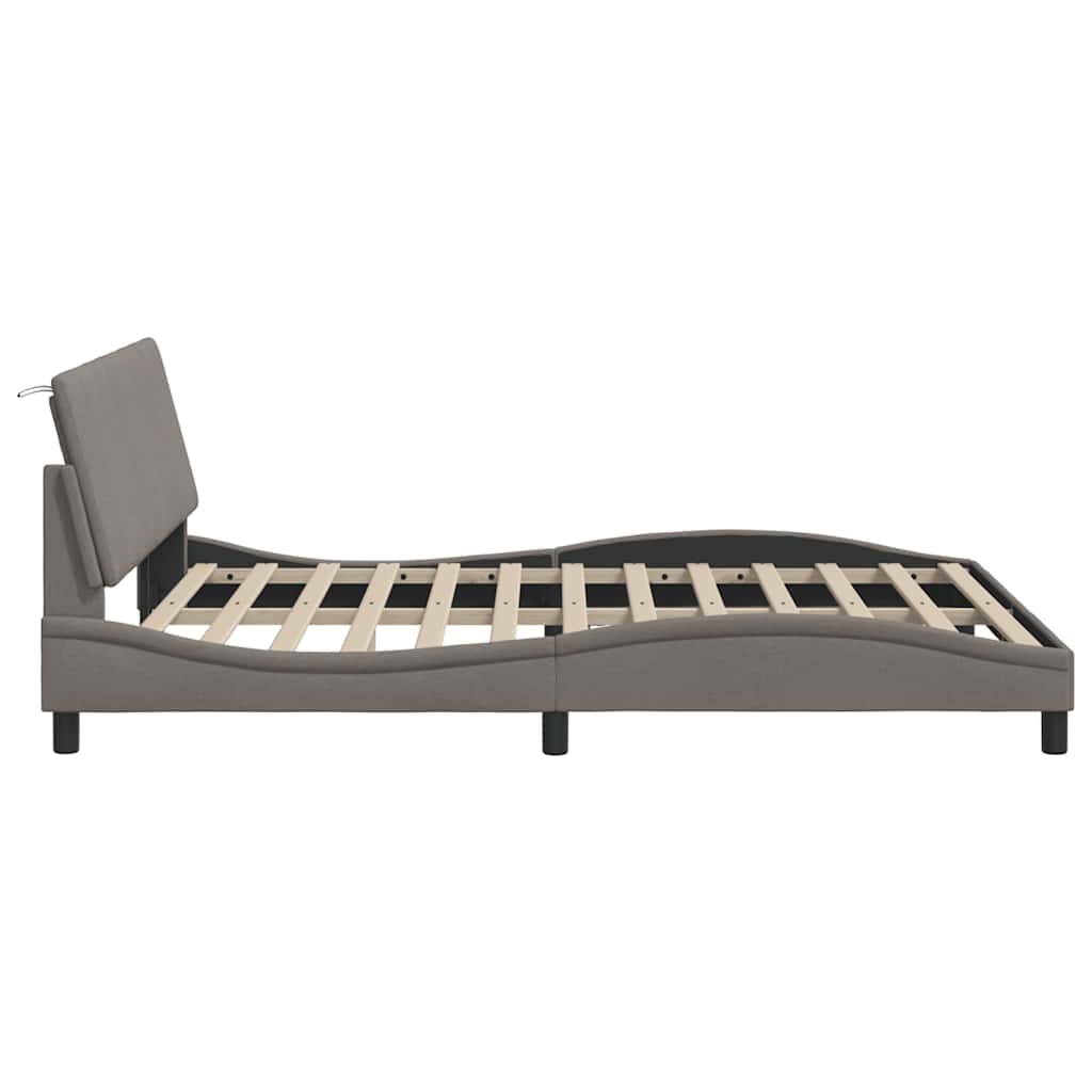 Cadre de lit sans matelas Hanko taupe 160x200 cm tissu - XIOS