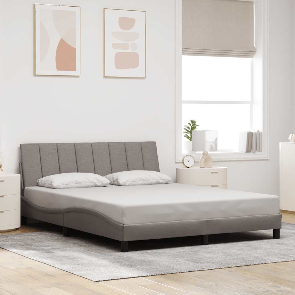 Cadre de lit sans matelas Hanko taupe 160x200 cm tissu - XIOS
