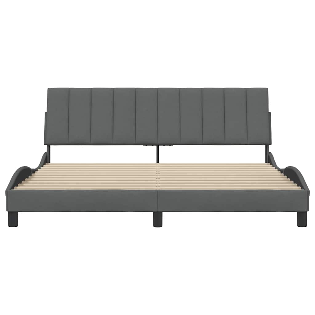 Cadre de lit sans matelas gris foncé 180x200 cm tissu - XIOS