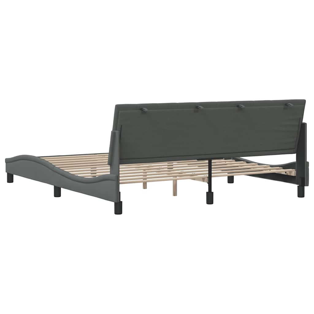 Cadre de lit sans matelas gris foncé 180x200 cm tissu - XIOS