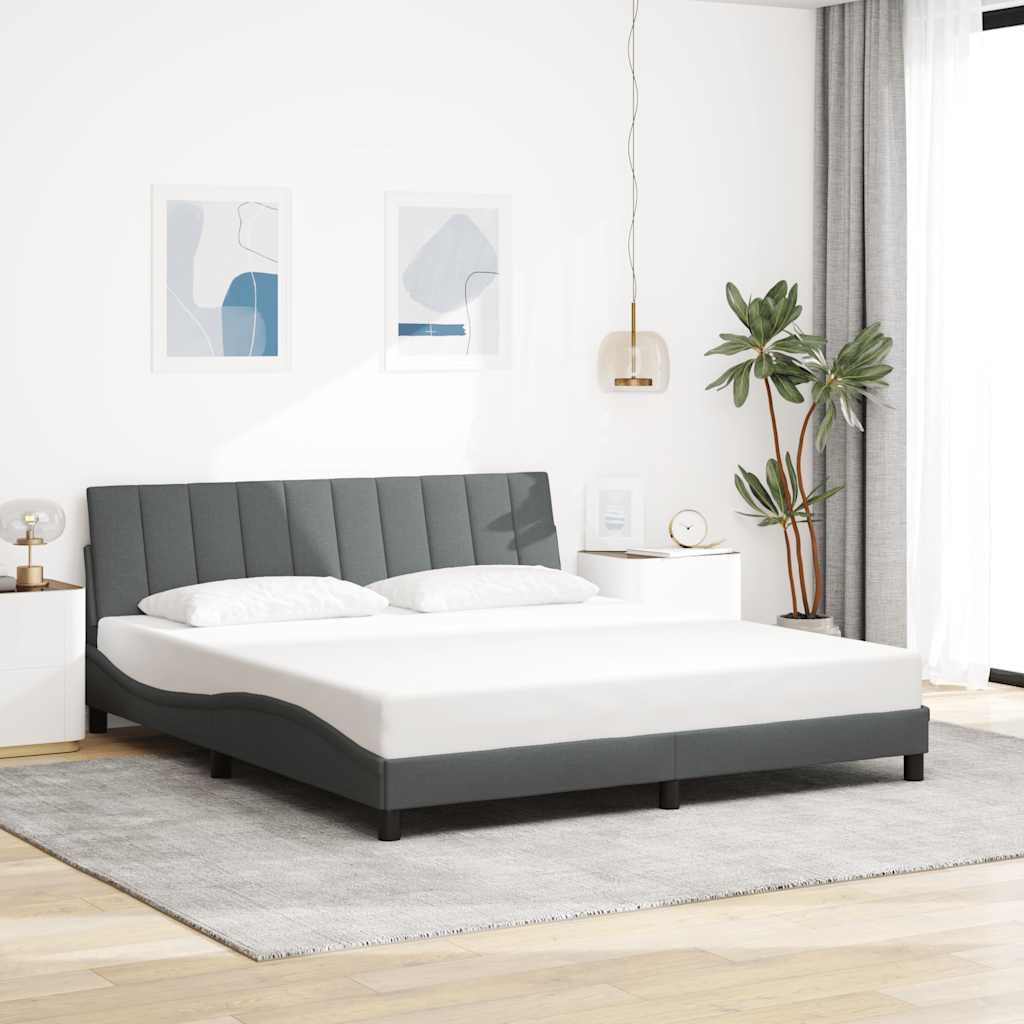 Cadre de lit sans matelas gris foncé 180x200 cm tissu - XIOS
