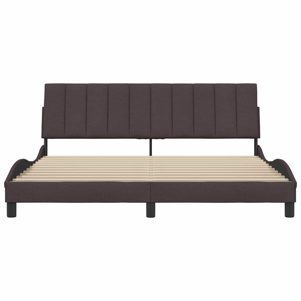 Cadre de lit sans matelas Hanko marron foncé 180x200 cm tissu - XIOS