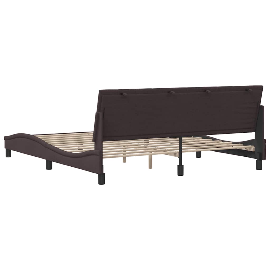 Cadre de lit sans matelas Hanko marron foncé 180x200 cm tissu - XIOS