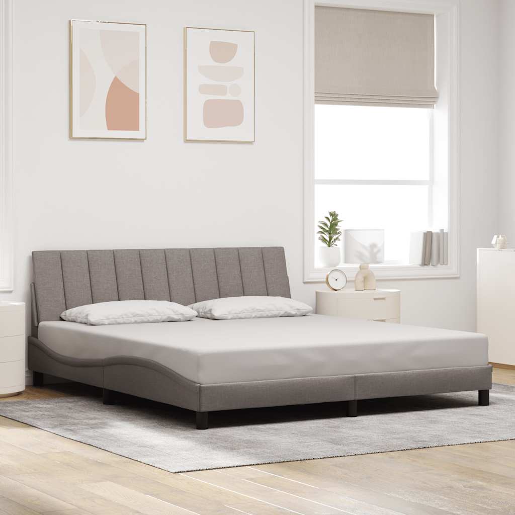 Cadre de lit sans matelas Hanko taupe 180x200 cm tissu - XIOS