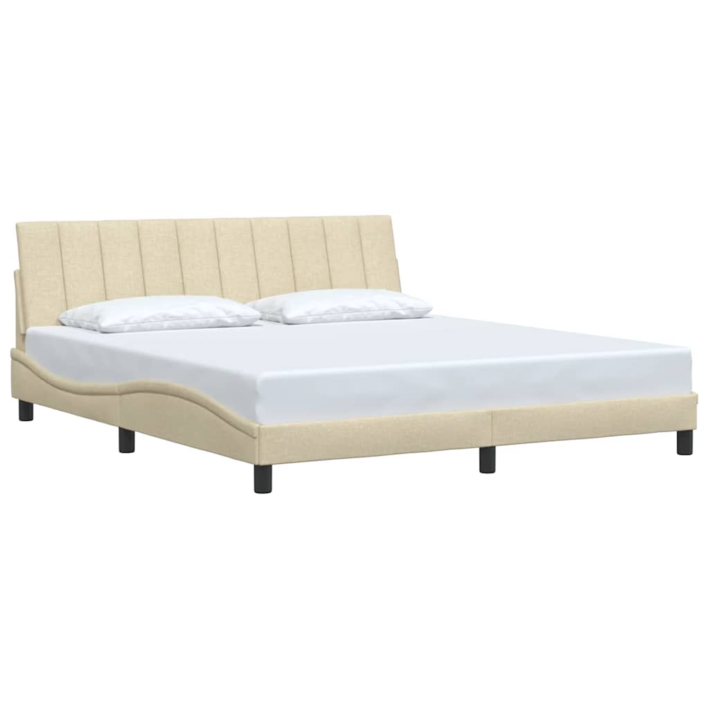 Cadre de lit sans matelas Hanko crème 180x200 cm tissu